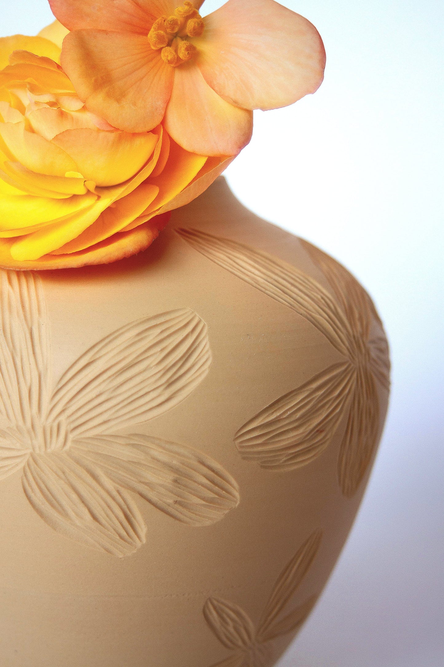 Pastel Orange Floral Vase