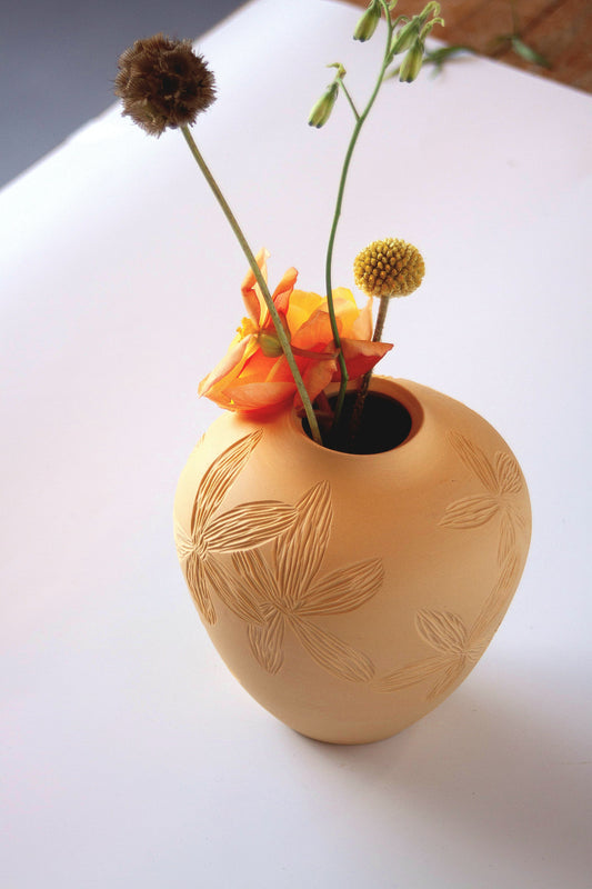 Pastel Orange Floral Vase