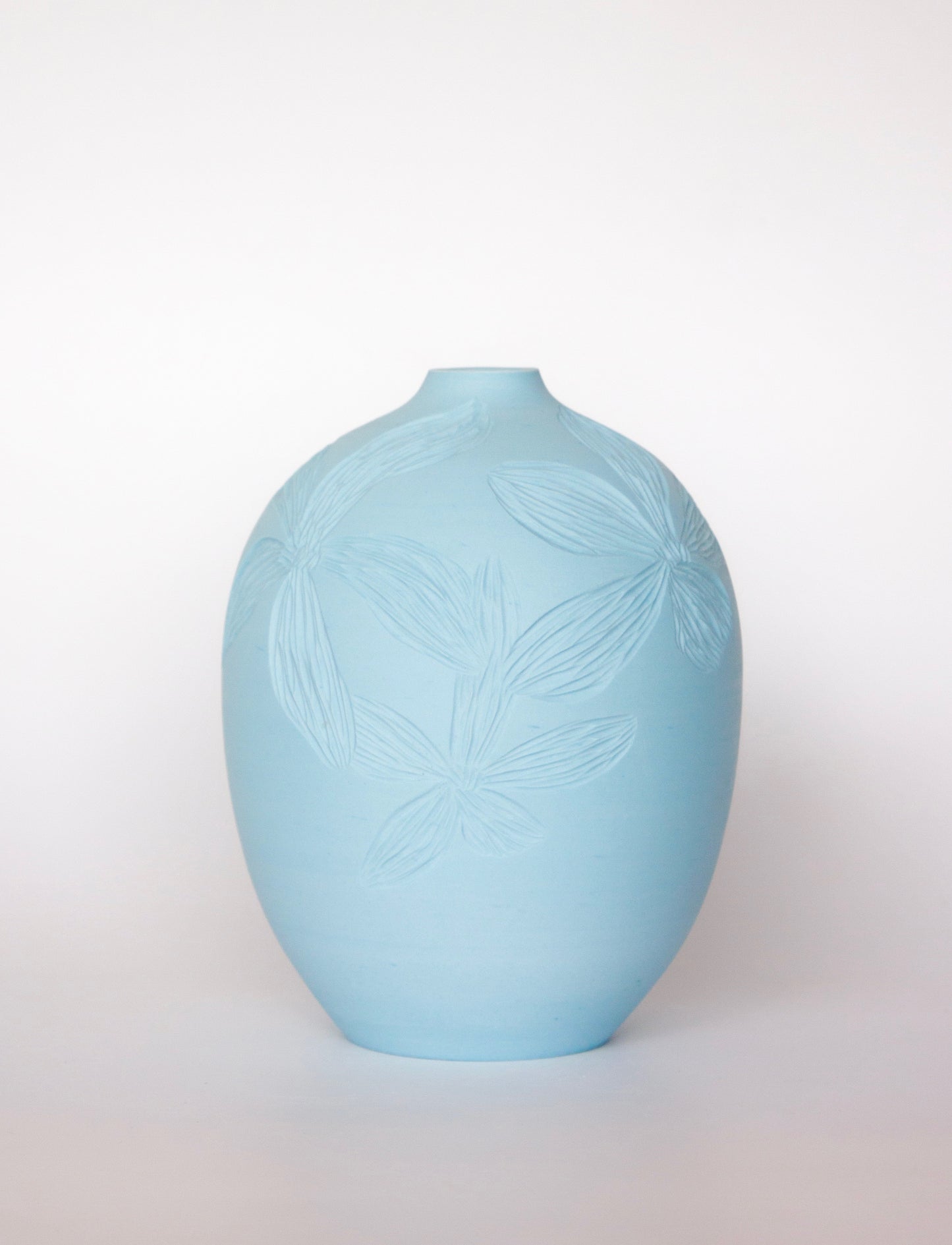 Pastel Blue Foral Vase