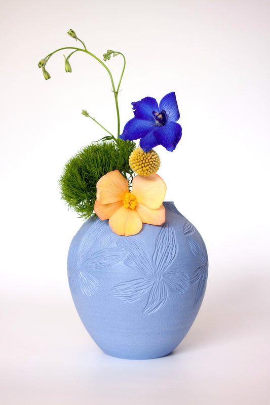 Pastel Cobalt Floral Vase