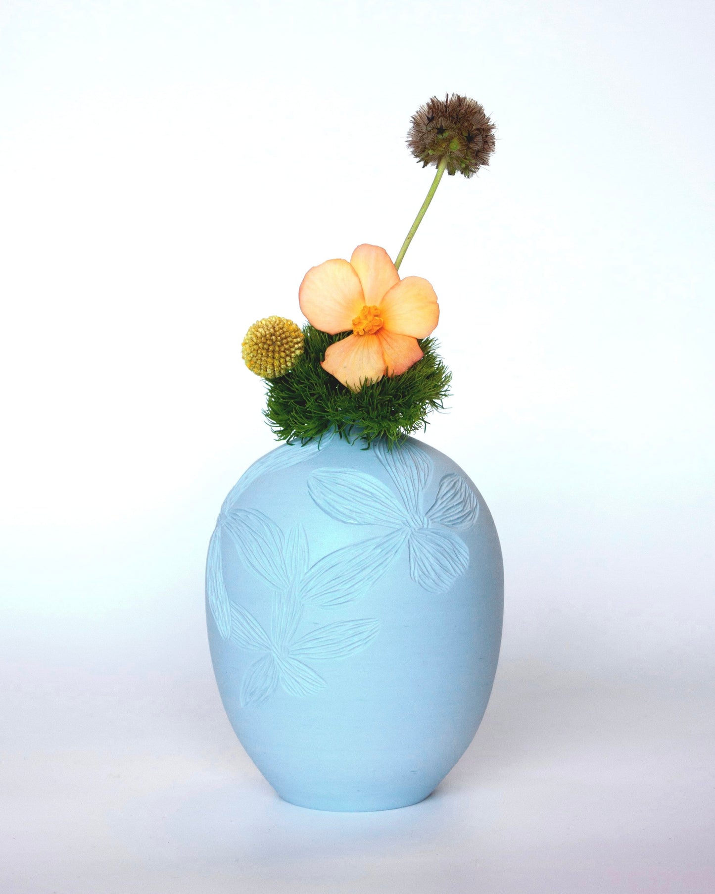 Pastel Blue Foral Vase